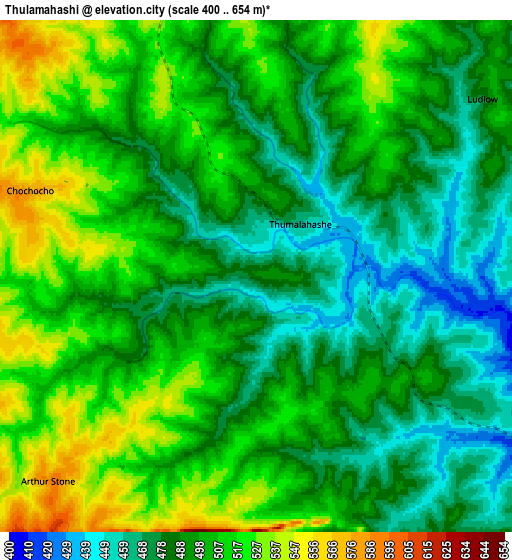 Zoom OUT 2x Thulamahashi, South Africa elevation map