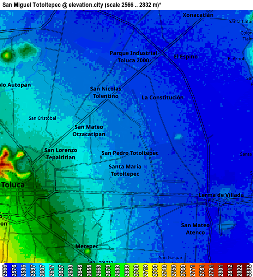 Zoom OUT 2x San Miguel Totoltepec, Mexico elevation map