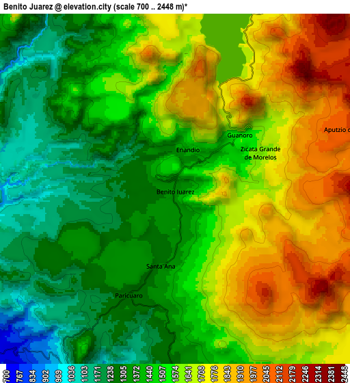 Zoom OUT 2x Benito Juárez, Mexico elevation map