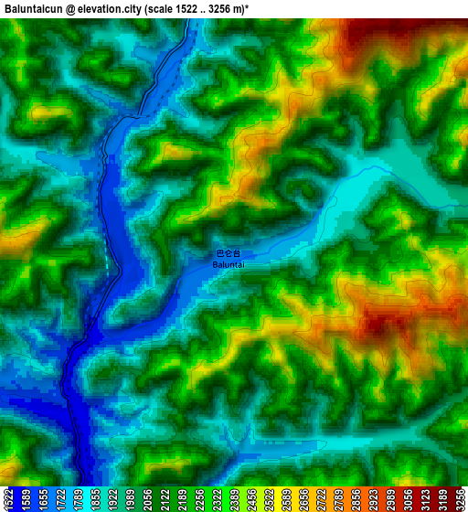 Zoom OUT 2x Baluntaicun, China elevation map