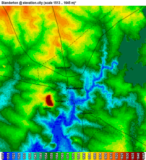 Zoom OUT 2x Standerton, South Africa elevation map