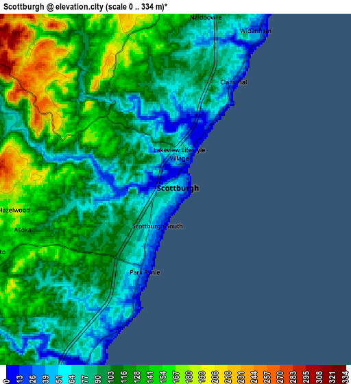 Zoom OUT 2x Scottburgh, South Africa elevation map