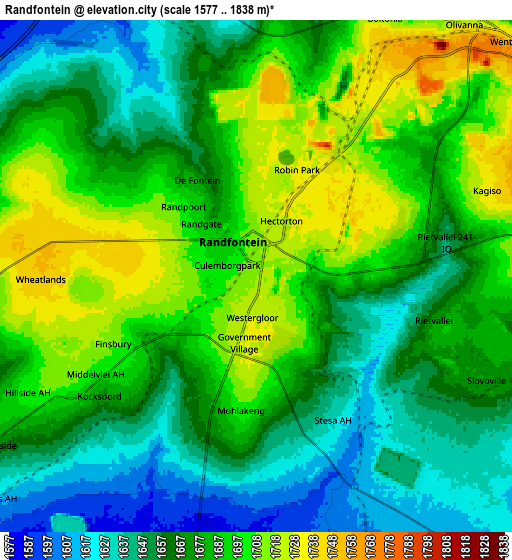 Zoom OUT 2x Randfontein, South Africa elevation map