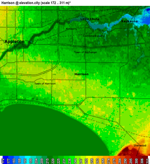 Zoom OUT 2x Harrison, United States elevation map