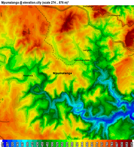 Zoom OUT 2x Mpumalanga, South Africa elevation map