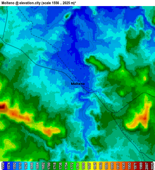 Zoom OUT 2x Molteno, South Africa elevation map