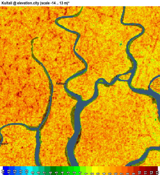 Zoom OUT 2x Kultali, India elevation map