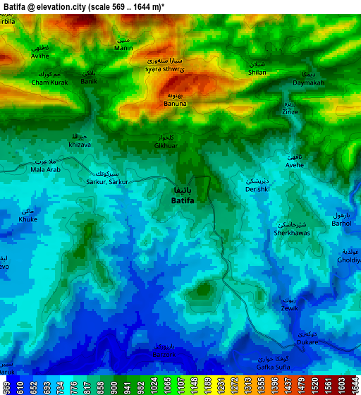 Zoom OUT 2x Batifa, Iraq elevation map