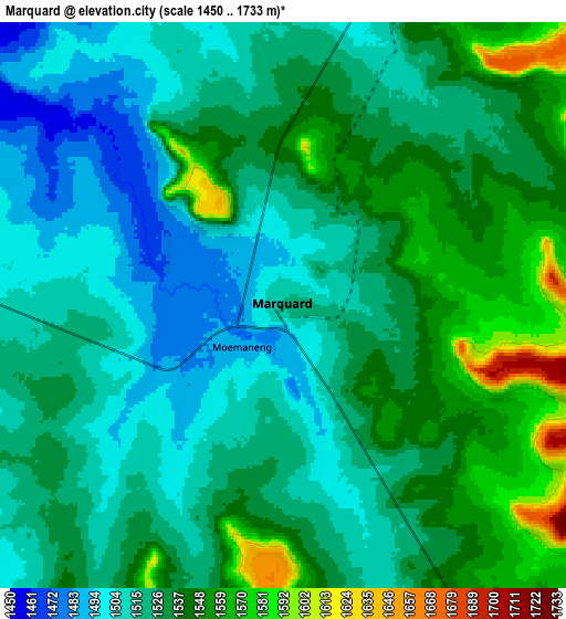 Zoom OUT 2x Marquard, South Africa elevation map