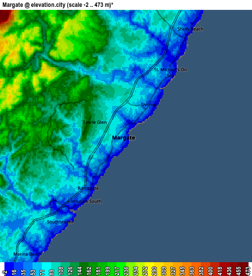 Zoom OUT 2x Margate, South Africa elevation map