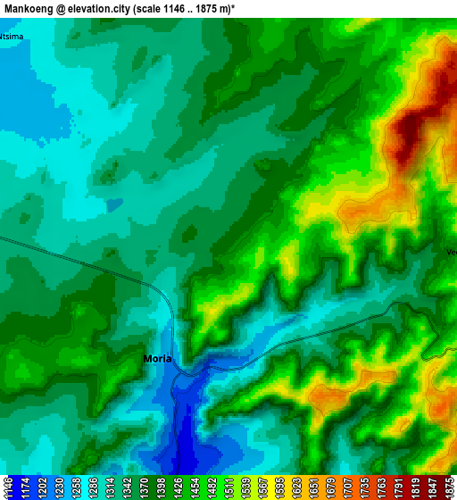 Zoom OUT 2x Mankoeng, South Africa elevation map