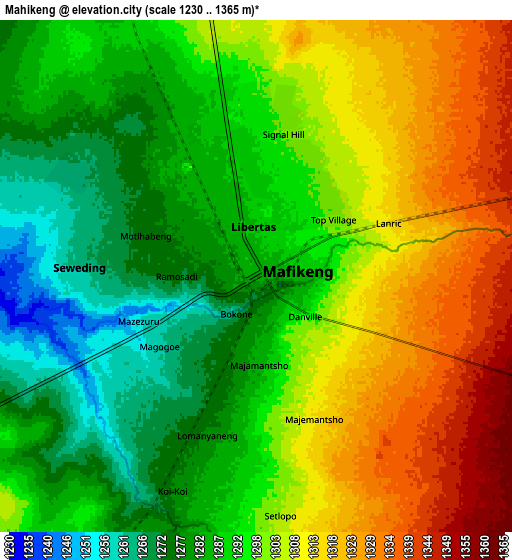 Zoom OUT 2x Mahikeng, South Africa elevation map