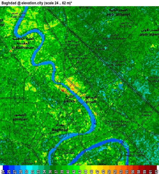 Zoom OUT 2x Baghdad, Iraq elevation map