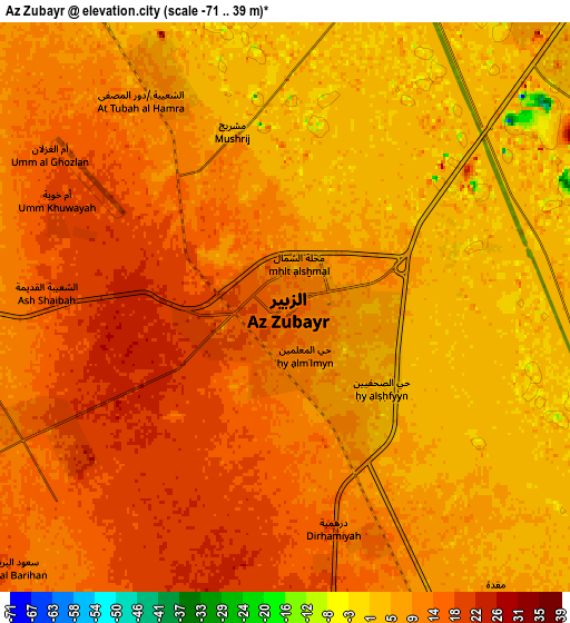 Zoom OUT 2x Az Zubayr, Iraq elevation map