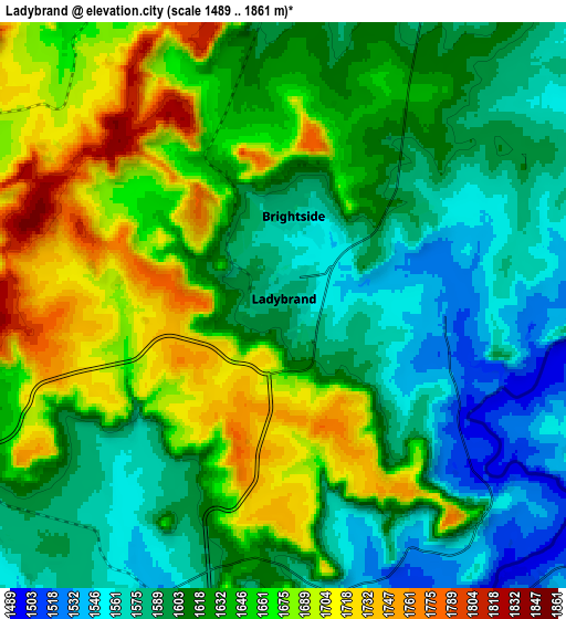 Zoom OUT 2x Ladybrand, South Africa elevation map
