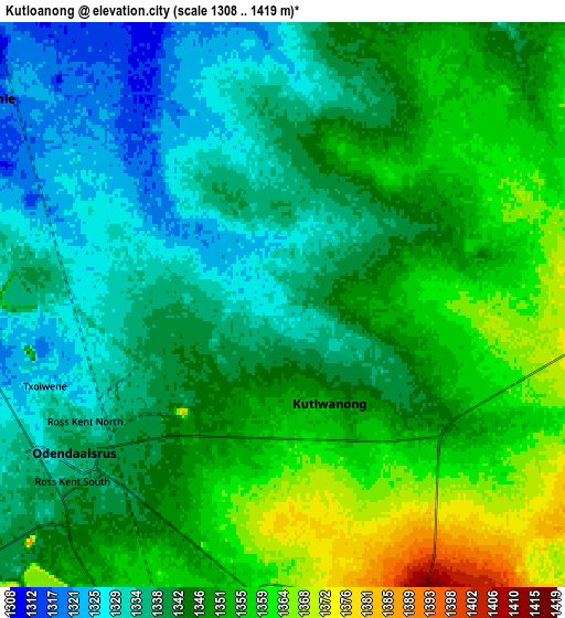 Zoom OUT 2x Kutloanong, South Africa elevation map