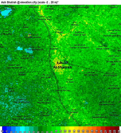 Zoom OUT 2x Ash Shaţrah, Iraq elevation map