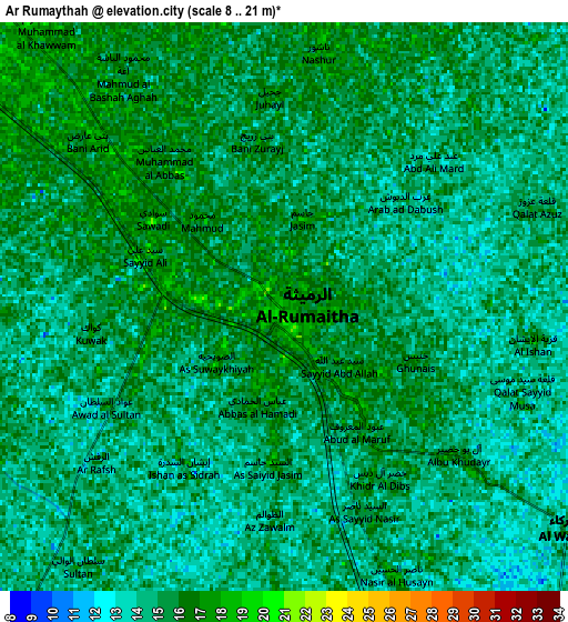 Zoom OUT 2x Ar Rumaythah, Iraq elevation map