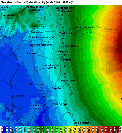 Zoom OUT 2x San Marcos Contla, Mexico elevation map