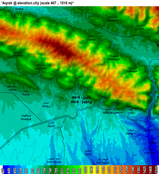 Zoom OUT 2x ‘Aqrah, Iraq elevation map