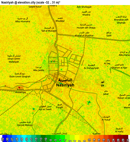 Zoom OUT 2x Nasiriyah, Iraq elevation map