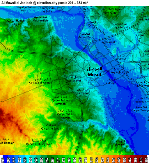 Zoom OUT 2x Al Mawşil al Jadīdah, Iraq elevation map