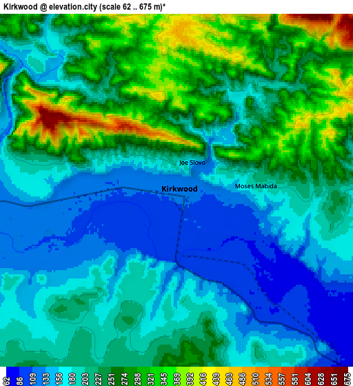 Zoom OUT 2x Kirkwood, South Africa elevation map