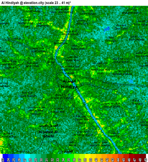Zoom OUT 2x Al Hindīyah, Iraq elevation map