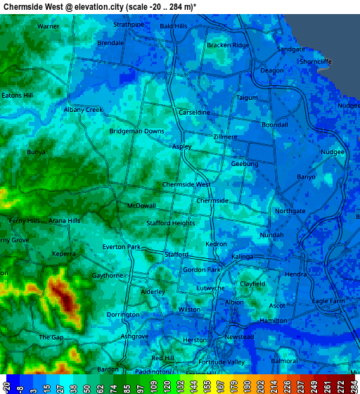 Zoom OUT 2x Chermside West, Australia elevation map