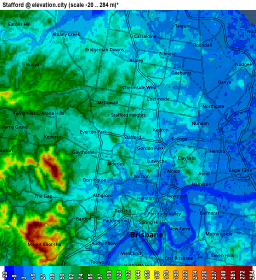 Zoom OUT 2x Stafford, Australia elevation map