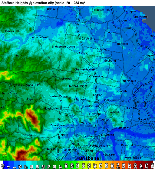 Zoom OUT 2x Stafford Heights, Australia elevation map