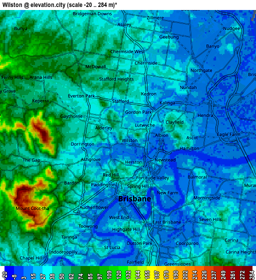 Zoom OUT 2x Wilston, Australia elevation map