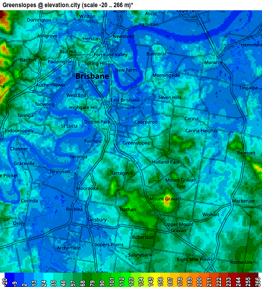 Zoom OUT 2x Greenslopes, Australia elevation map