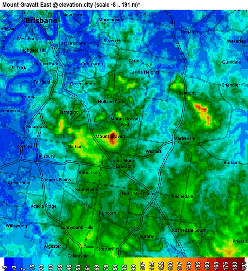 Zoom OUT 2x Mount Gravatt East, Australia elevation map