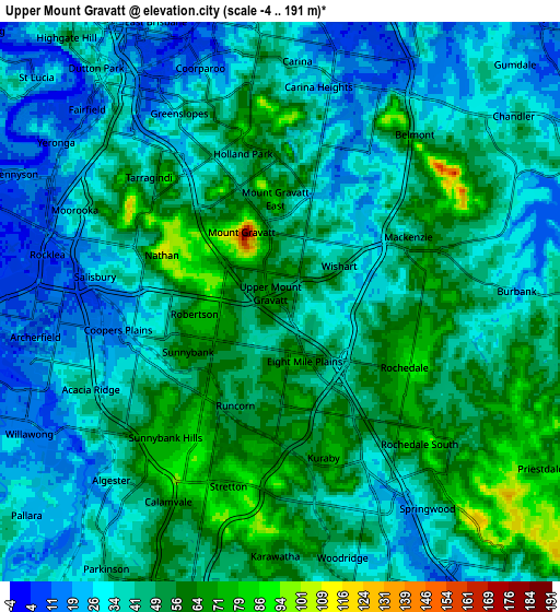 Zoom OUT 2x Upper Mount Gravatt, Australia elevation map