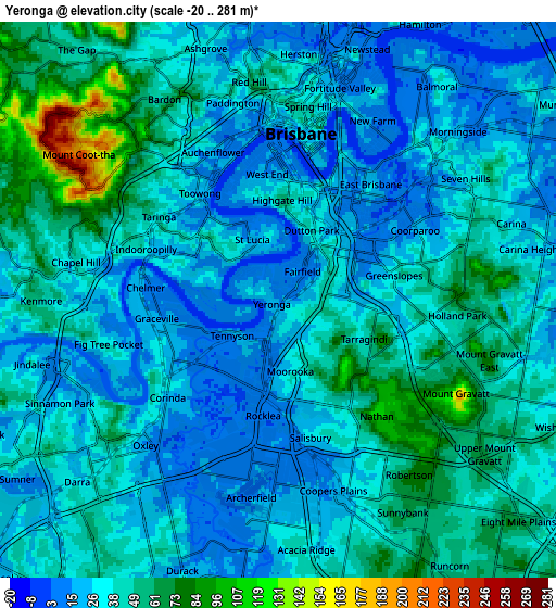 Zoom OUT 2x Yeronga, Australia elevation map