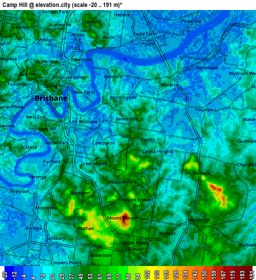 Zoom OUT 2x Camp Hill, Australia elevation map