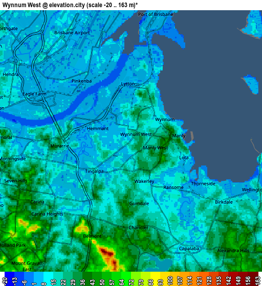 Zoom OUT 2x Wynnum West, Australia elevation map