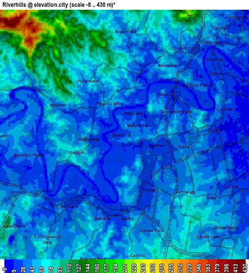 Zoom OUT 2x Riverhills, Australia elevation map