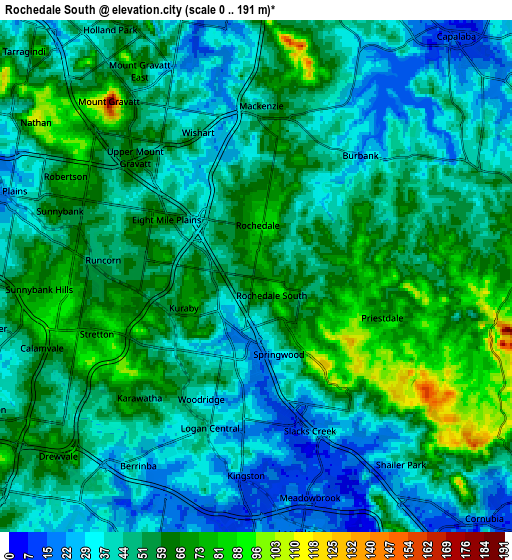 Zoom OUT 2x Rochedale South, Australia elevation map