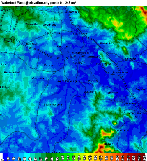 Zoom OUT 2x Waterford West, Australia elevation map