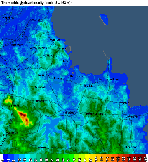 Zoom OUT 2x Thorneside, Australia elevation map