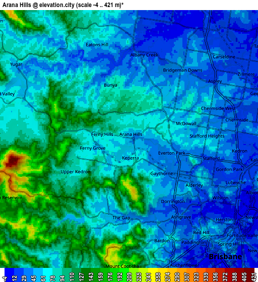 Zoom OUT 2x Arana Hills, Australia elevation map