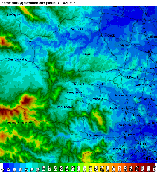 Zoom OUT 2x Ferny Hills, Australia elevation map