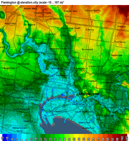 Zoom OUT 2x Flemington, Australia elevation map