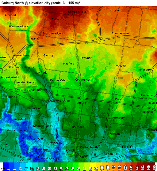 Zoom OUT 2x Coburg North, Australia elevation map