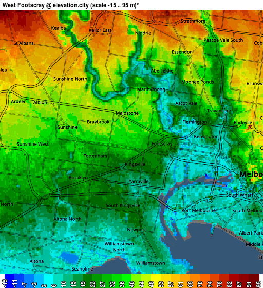 Zoom OUT 2x West Footscray, Australia elevation map