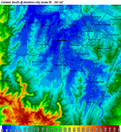 Zoom OUT 2x Camden South, Australia elevation map