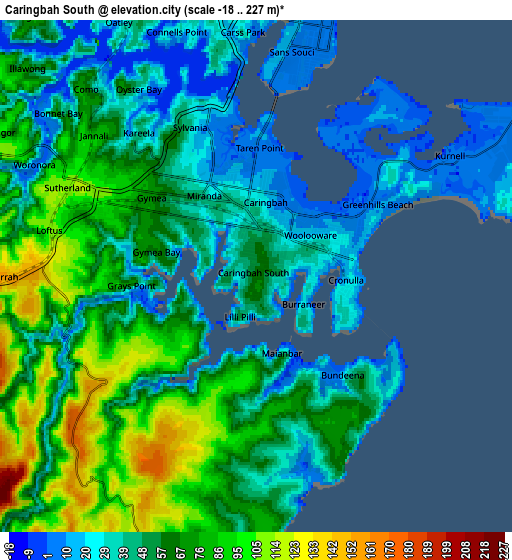 Zoom OUT 2x Caringbah South, Australia elevation map