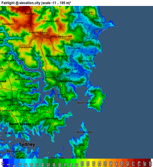 Zoom OUT 2x Fairlight, Australia elevation map